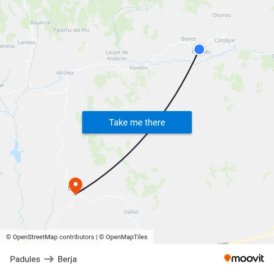 Padules to Berja map