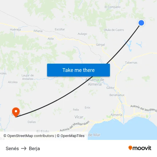 Senés to Berja map