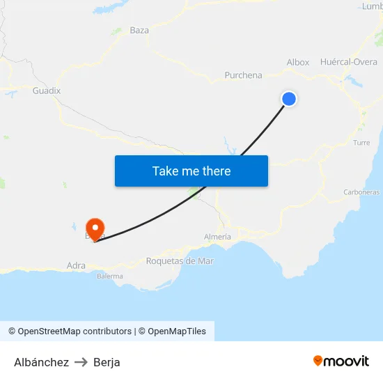 Albánchez to Berja map