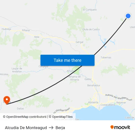Alcudia De Monteagud to Berja map