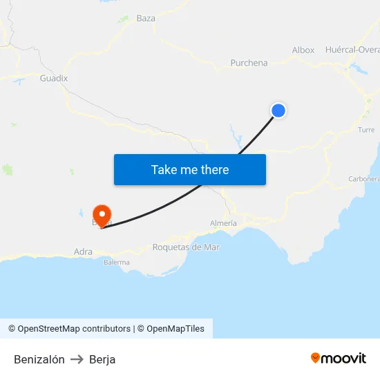 Benizalón to Berja map