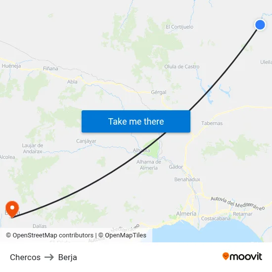 Chercos to Berja map
