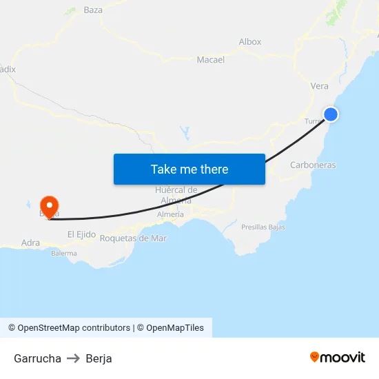 Garrucha to Berja map