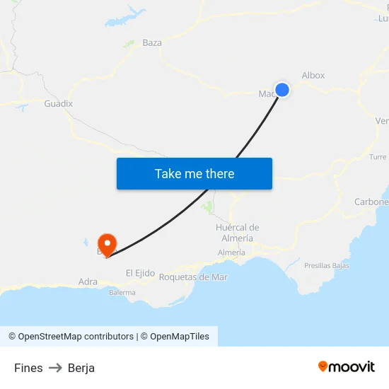 Fines to Berja map