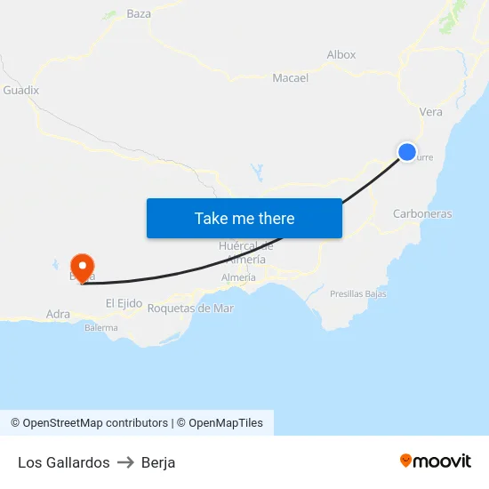 Los Gallardos to Berja map