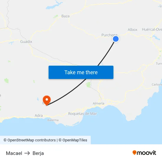 Macael to Berja map
