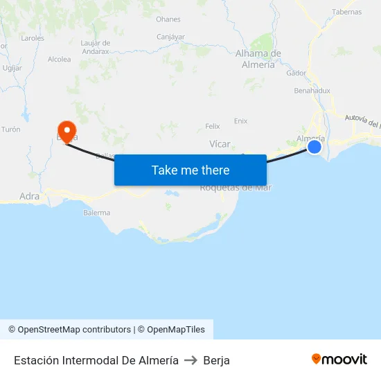 Estación Intermodal De Almería to Berja map