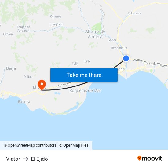 Viator to El Ejido map