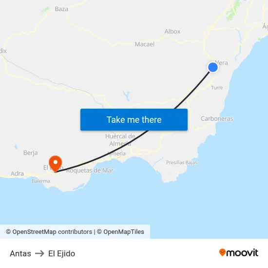 Antas to El Ejido map
