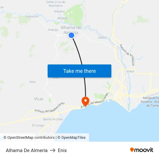 Alhama De Almería to Enix map