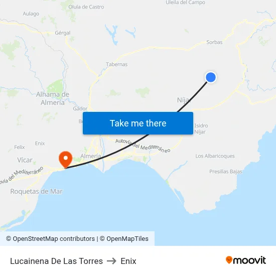 Lucainena De Las Torres to Enix map