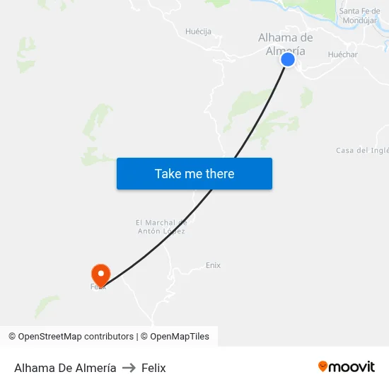 Alhama De Almería to Felix map