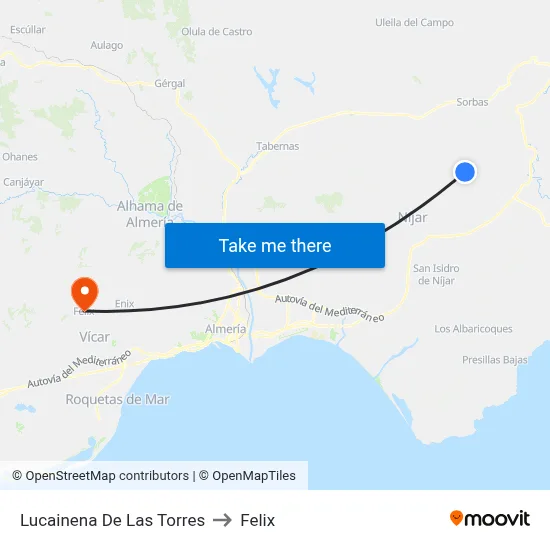 Lucainena De Las Torres to Felix map