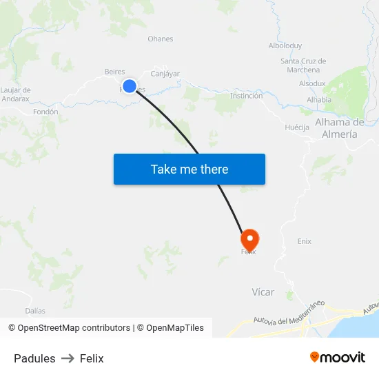 Padules to Felix map