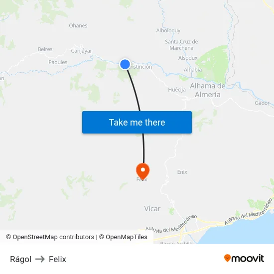 Rágol to Felix map