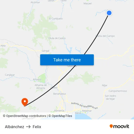 Albánchez to Felix map