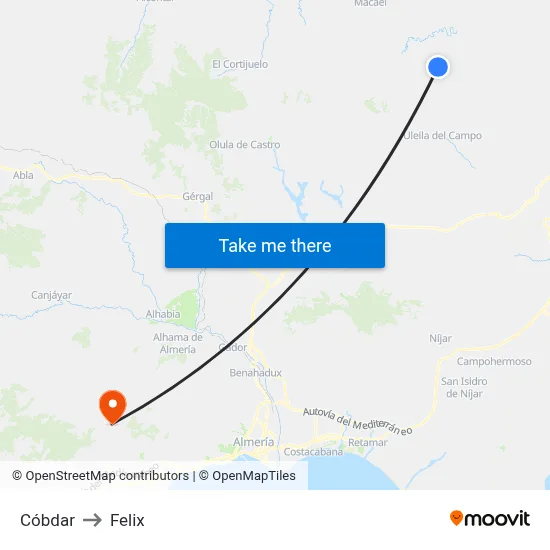 Cóbdar to Felix map