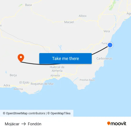 Mojácar to Fondón map