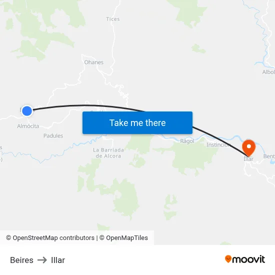 Beires to Illar map