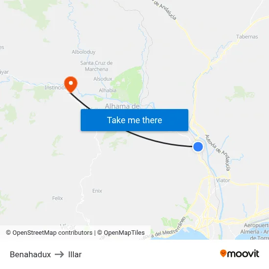 Benahadux to Illar map