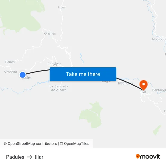 Padules to Illar map