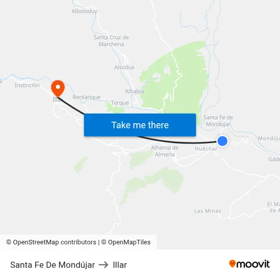 Santa Fe De Mondújar to Illar map
