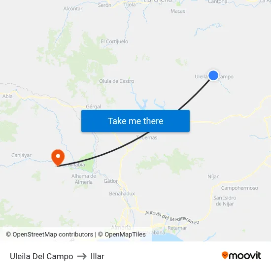 Uleila Del Campo to Illar map
