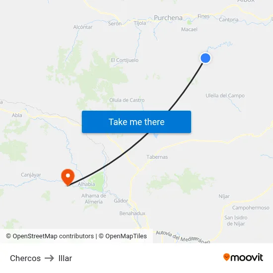 Chercos to Illar map