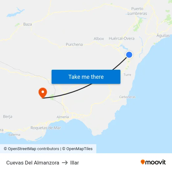 Cuevas Del Almanzora to Illar map