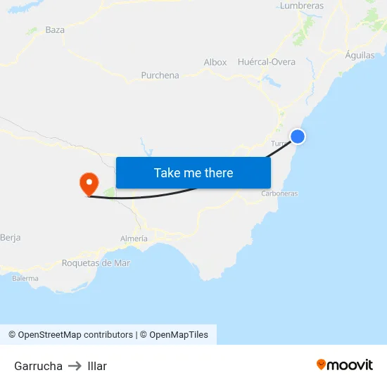 Garrucha to Illar map
