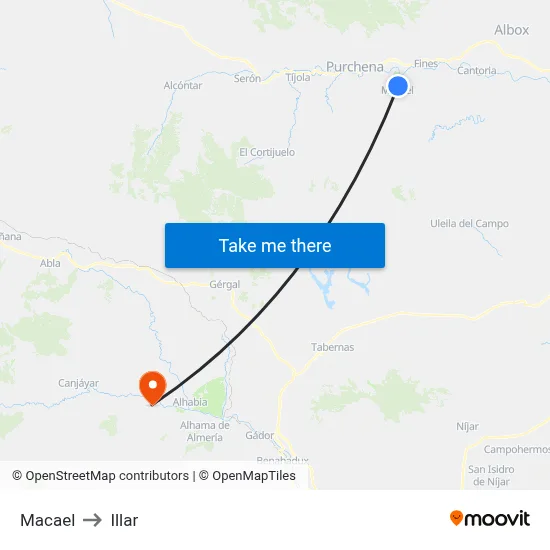 Macael to Illar map