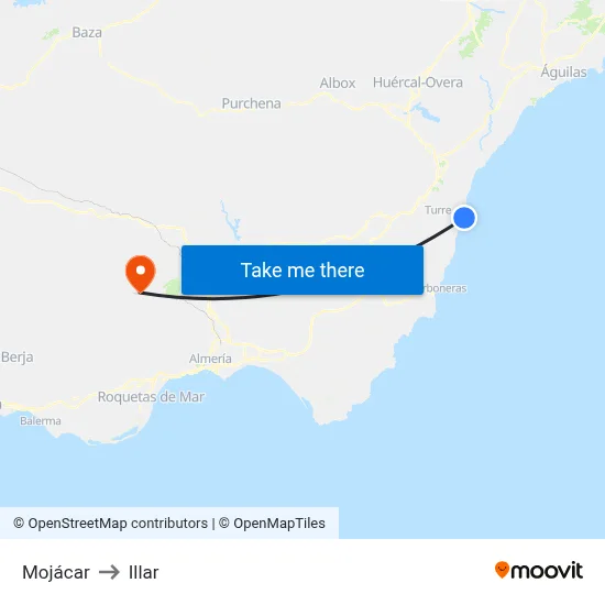 Mojácar to Illar map