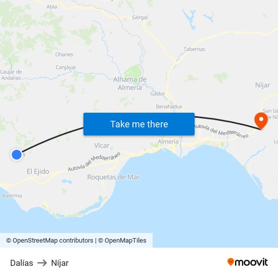 Dalías to Níjar map