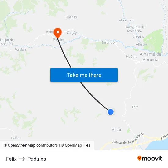 Felix to Padules map