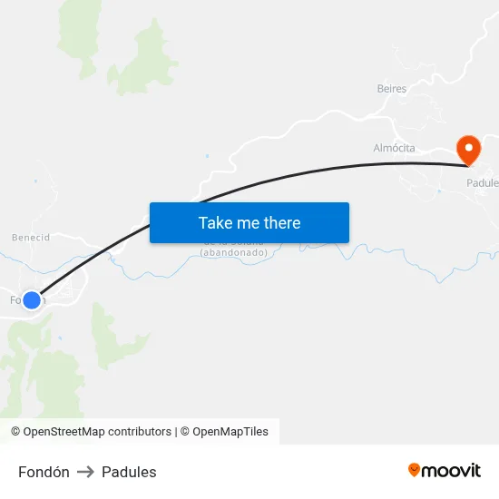 Fondón to Padules map