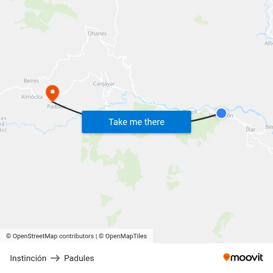 Instinción to Padules map