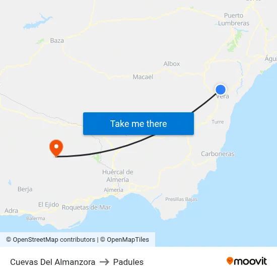 Cuevas Del Almanzora to Padules map