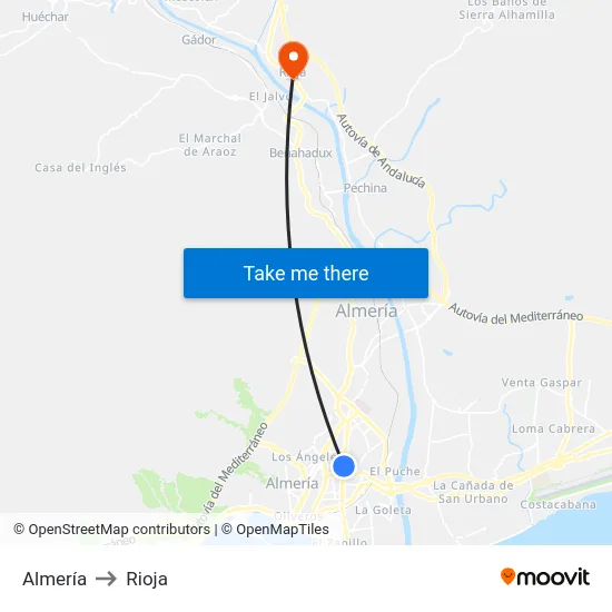 Almería to Rioja map