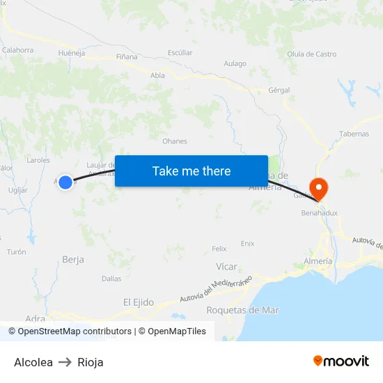 Alcolea to Rioja map
