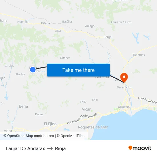 Láujar De Andarax to Rioja map