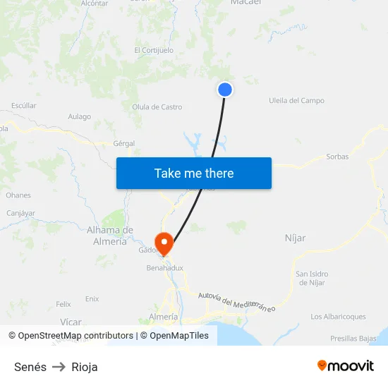 Senés to Rioja map