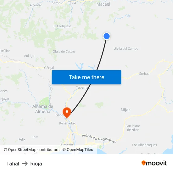 Tahal to Rioja map
