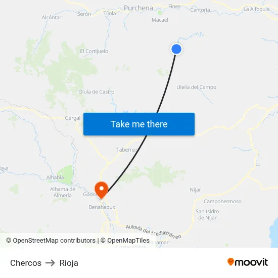 Chercos to Rioja map