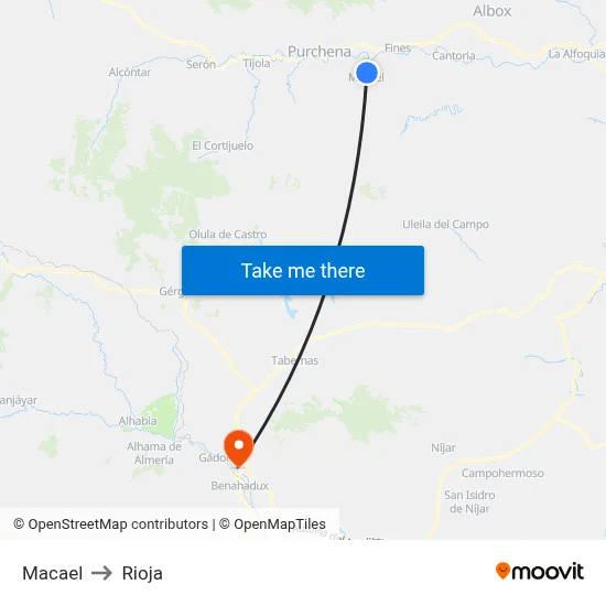 Macael to Rioja map