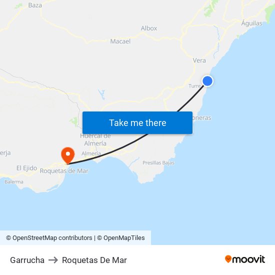 Garrucha to Roquetas De Mar map