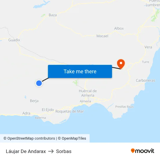 Láujar De Andarax to Sorbas map