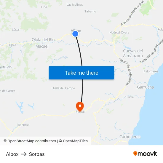 Albox to Sorbas map