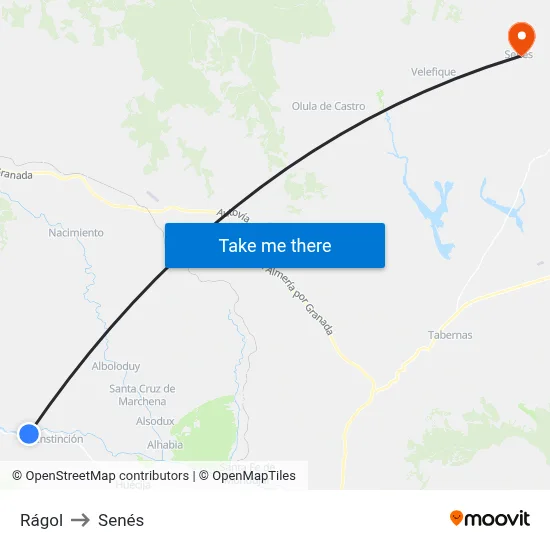 Rágol to Senés map