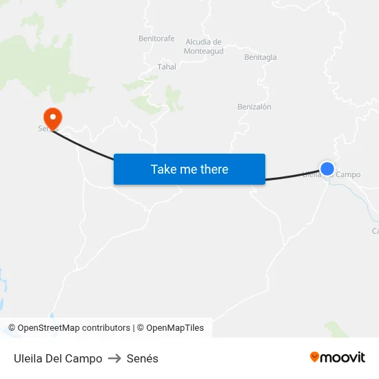 Uleila Del Campo to Senés map