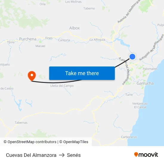 Cuevas Del Almanzora to Senés map
